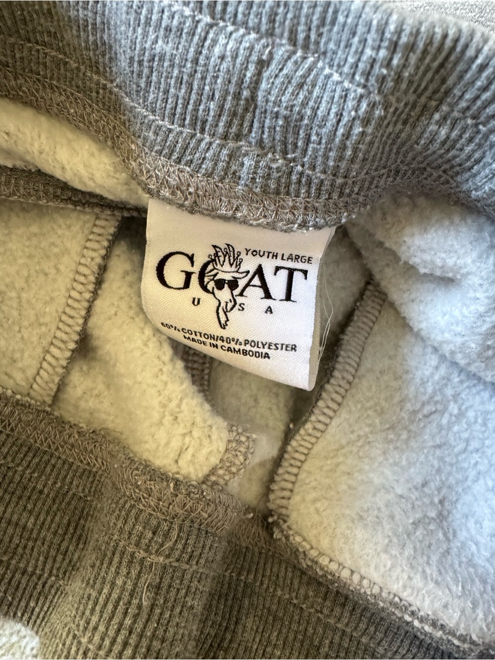 GOAT USA OG Fleece Joggers Gray Youth Large (9-10) - Picture 3 of 5